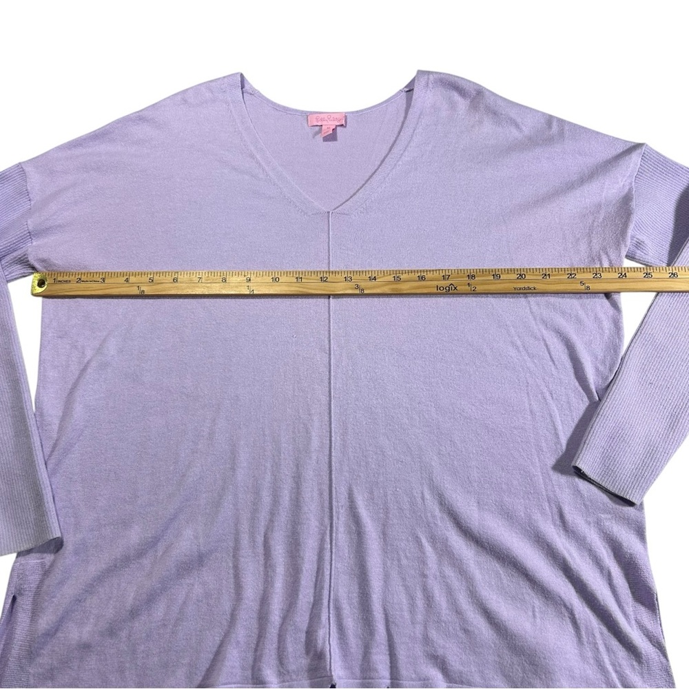 Lilly Pulitzer Sz M Martine Lilac Lavender Purple Tassel Oversized Knit Sweater - Picture 9 of 11